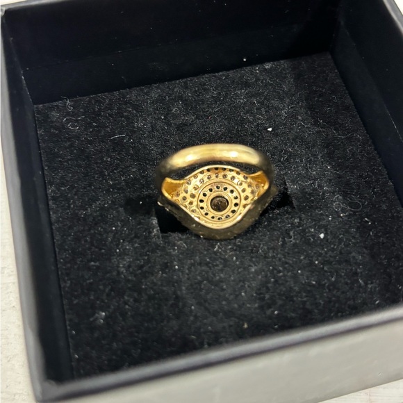 18K Gold Evil Eye Ring - Diamonds, Size 6